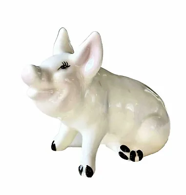 Buy Adorable Vintage Beswick China White Sitting Happy Pig Figurine 4” ENGLAND • 18.93£
