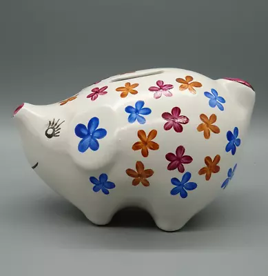 Buy Hand Painted With Flowers Piggy Bank ARTHUR WOOD 5539 (1970s) • 18£
