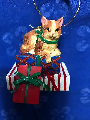 Buy CAT CHRISTMAS ORNAMENT - Orange Cat Sitting On Gift Boxes  NEW WITH TAG • 2.88£
