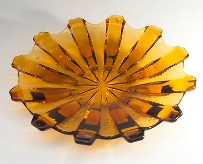Buy Art Deco Amber Glass Bowl, Stolzle Czechoslovakia, Mid 20th C Pressed, Moulded. • 18.95£