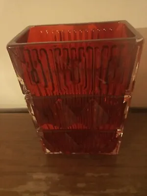 Buy Heavy Art Glass Baccarat Style Red Glass Vase • 24.99£