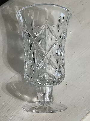 Buy Vintage Clear Cut Crystal Glass Hurricane Candle Holder Lead Crystal  Vase 7  H • 8.63£