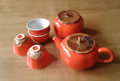 Buy Traditional Chinese Teapot Set, Orange, Persimmon Design 4 Cups/Tea Pot/Pot • 42.15£