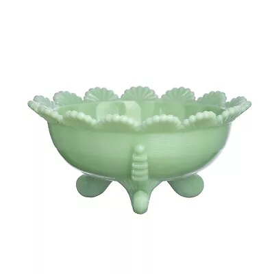 Buy Vintage Style Footed Glass Fruit Bowl Mosser USA Classic Jadeite Green New • 41.25£