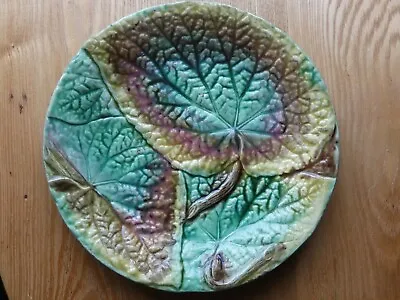 Buy Antique Victorian Majolica Leaf Plate Multicoloured • 15£
