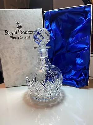 Buy Beautiful Royal Doulton Finest Crystal Glass Decanter In Original Silk Lined Box • 25£