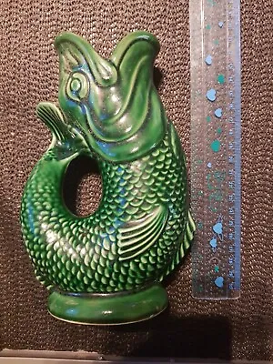 Buy Lovely Dartmouth Pottery Green  Gurgle Fish Jug 7  • 1.20£