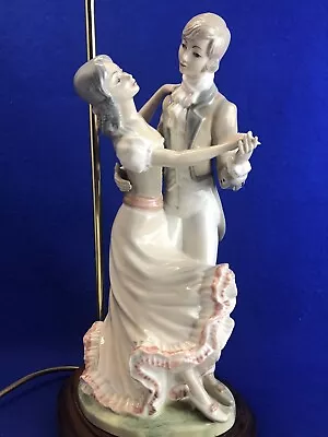 Buy Vintage Porcelain Wedding Couple Dancing Large Lamp • 75£