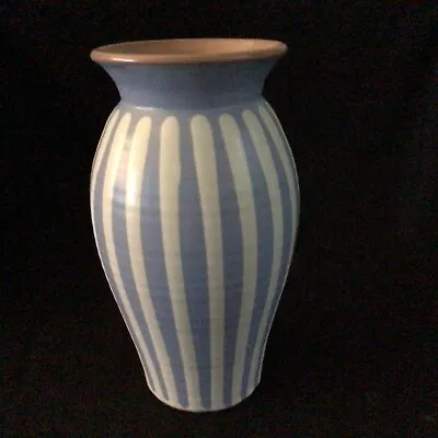 Buy Large Vintage Studio Pottery Prinknash Blue & Cream Striped Vase - Excellent Con • 20£