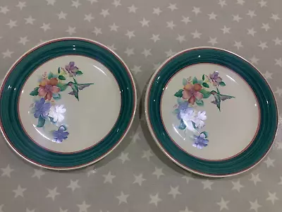Buy Carrigaline Pottery Ireland 2 Vintage 9   Salad Plates Floral/hummingbird Design • 16£