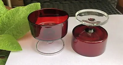 Buy Red Champagne Coupes, 2 Ruby Red Glasses, French Luminarc Glasses, Dessert Glass • 15£