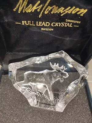 Buy Mats Jonasson Maleras Sweden Glass Crystal Carved Moose  In Box • 17.90£