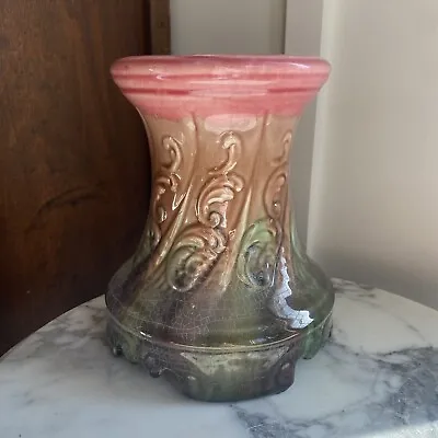 Buy ANTIQUE PLANT STAND ART POTTERY MAJOLICA 1900 Pink PEDESTAL  JARDINIERE 6.75  • 71.12£