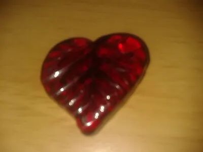 Buy Vintage Small Red Glass Love Heart Leaf Paper Weight. 50g.5.cm (D26a) • 3.99£