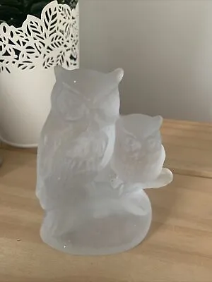 Buy Vintage Frosted Glass Mother Owl And Owlet Figurine 3.75  • 8.95£