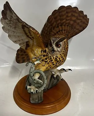 Buy Franklin Mint Eagle Owl Figurine 1990 Fine Porcelain Hand Painted 33cm Tall • 29.99£