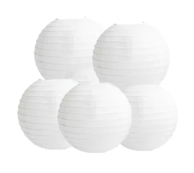 Buy 5PCs White Paper Lanterns Round Lantern Lampshade Hanging Ceiling Party Decor • 5.49£