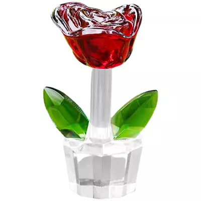 Buy Crystal Rose Glass Flower Ornament For Valentines Wedding Anniversary Gifts • 11.59£