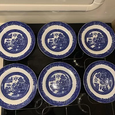 Buy Vintage Blue Willow Tuscan China X6 Side Plates 7 Inches Made In England 1920s • 18£