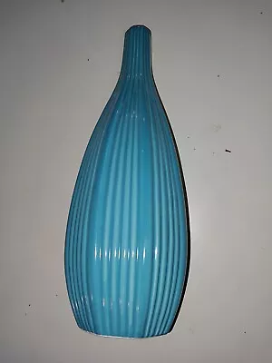 Buy Blue Ribbed Vase Glass, Robin Egg Blue, Approximately 15 Inches High • 33.62£