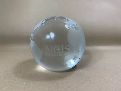 Buy NCIS Vintage Etched World Map Paperweight Round Clear Glass 10 Inch Diameter • 19.99£