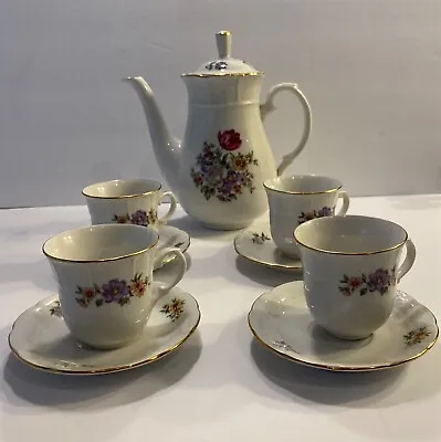 Buy Europa Porcelain Teapot With Lid, 4 Cups, 4 Saucers Made In Czechoslovakia • 26£