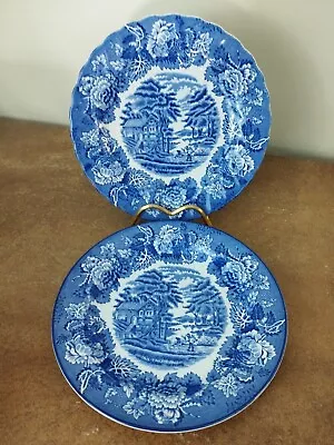 Buy Pair Of Vintage, Woods Ware, Blue 'English Scenery' Salad Plates, 20cm • 6.95£