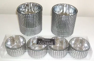 Buy  Silver Chrome Or Gold Copper Stud Embellished Mirror Tea Light Candle Holders • 18.99£