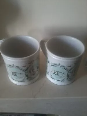 Buy Denby Coffee Mugs,pair.9cms High.welsh Features,dylan Thomas Etc • 16£