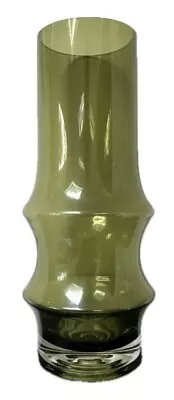 Buy Retro LARGE Olive Green RIIHIMAKI Finland Glass Vase - Vintage • 44.99£