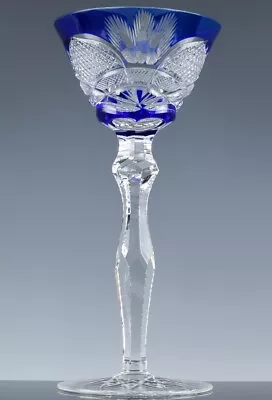 Buy Fine Quality Vintage Single Bohemian Cobalt Cut To Clear Hock Wine Glass Goblet • 13.21£