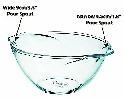 Buy Pyrex Tempered Thick Glass Mixing Bowls  2.5 Lit  Narrow & Wide  Pour Spouts  • 10.49£