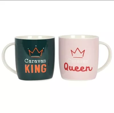 Buy New Caravan King Queen Couples New Bone China Mug Set Holiday Traveling Gifts • 14.95£