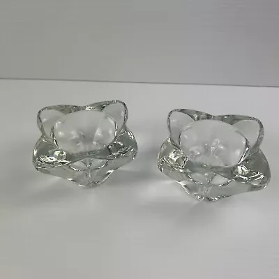 Buy Vintage Set Of 2 Heavy Clear Glass Candle Holders For Dinner Candlesticks • 9.17£