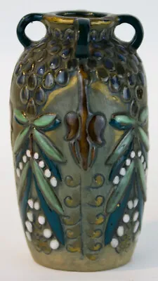 Buy Amphora Glazed Ceramic Four-Handled Vase W/ Gilt Rim.  Austrian.  Ca. 1905-10. • 601.85£