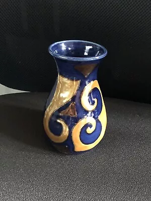 Buy Isle Of Arran Pottery Blue And Gold Vase Scottish Studio Pottery • 4.95£