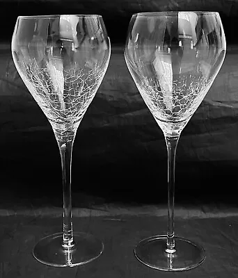 Buy PAIR Pier 1 Crystal REFLECTIONS (Crackled Bowl) Water Goblets 9 3/4  EXCELLENT • 23.97£