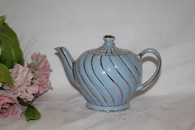 Buy 11065i Vintage Sadler  Tea Pot Blue & Gilt Swirl 12cm Very Pretty • 20£