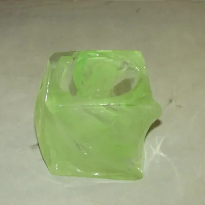 Buy *LOOK** Stunning & Heavy Green Swirl Solid Glass Votive / Tealight Candle Holder • 11£