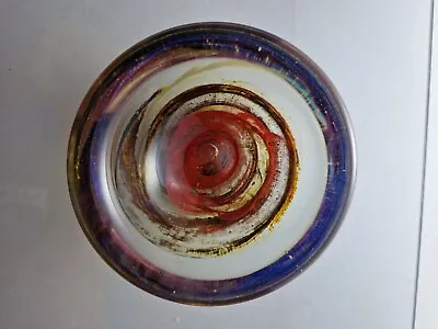 Buy Isle Of Wight Glass Red & Brown Small Bowl Flame Pontil Height 5.5cm X Width 9cm • 35.90£