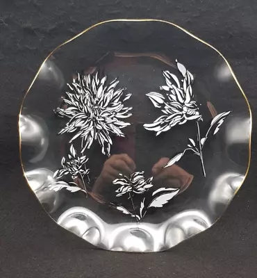 Buy Vintage CHANCE Glass Wavy Edged Plate With Floral Decoration. • 7.50£
