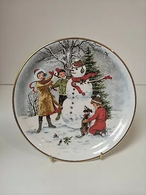 Buy Vintage Christmas Plate Bone China England Children Building Snowman 20cm • 11.90£