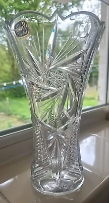 Buy Vintage Bohemia Hand Cut Lead Crystal Glass Vase Czech Republic Heavy 9,1/2  Tal • 30£