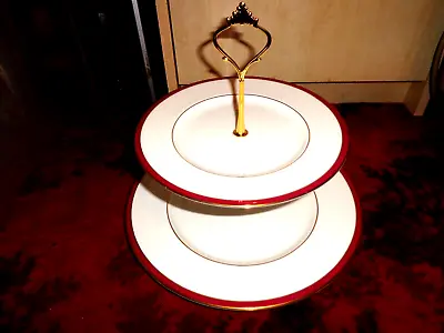 Buy * Minton / Royal Doulton   Saturn   Red 2 Tier Cake Stand  Free Uk Post • 19.99£