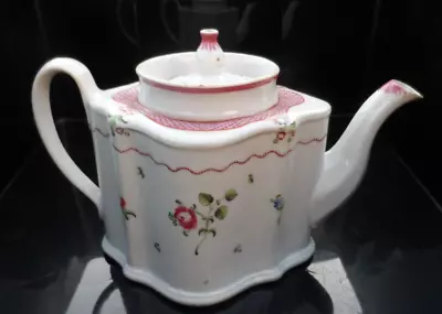 Buy Antique Hand Painted Pink Floral White Bone China Square Teapot • 14£