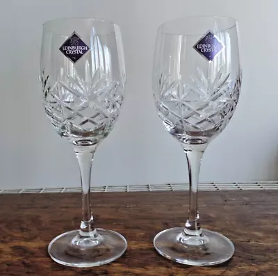 Buy Two Edinburgh Crystal Glass Duet Pattern Wine Glasses  7 1/4 Inches Tall • 19.99£