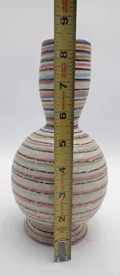 Buy Vintage Guildcraft Vase Italy Stripes Striped Bulbous Blue Purple Orange Pink • 28.43£