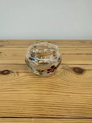 Buy Vintage Decorative Clear Glass Bowl, Hand Painted With Lid • 18.97£