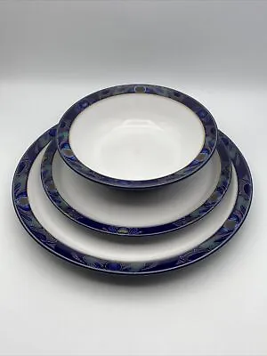Buy Vintage Denby Pottery England Baroque Stoneware Dining 3 Piece Plate & Bowl Set • 88.91£