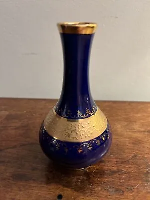 Buy Royal Porzellan Bavaria Cobalt Blue And Gold Vase - Miniature- Handmade • 19.99£